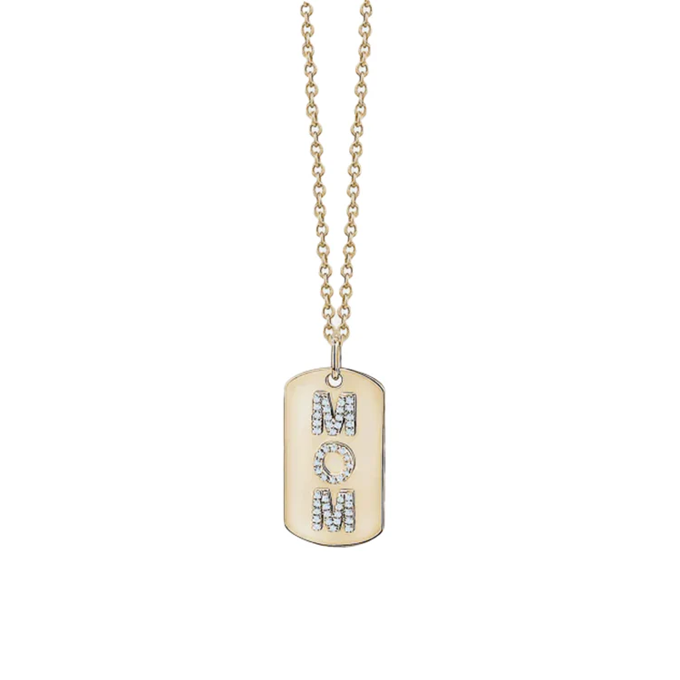 3 Initial Diamond Dog Tag Necklace