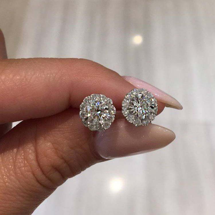 Aaliyah Diamond Halo Studs - Image 3