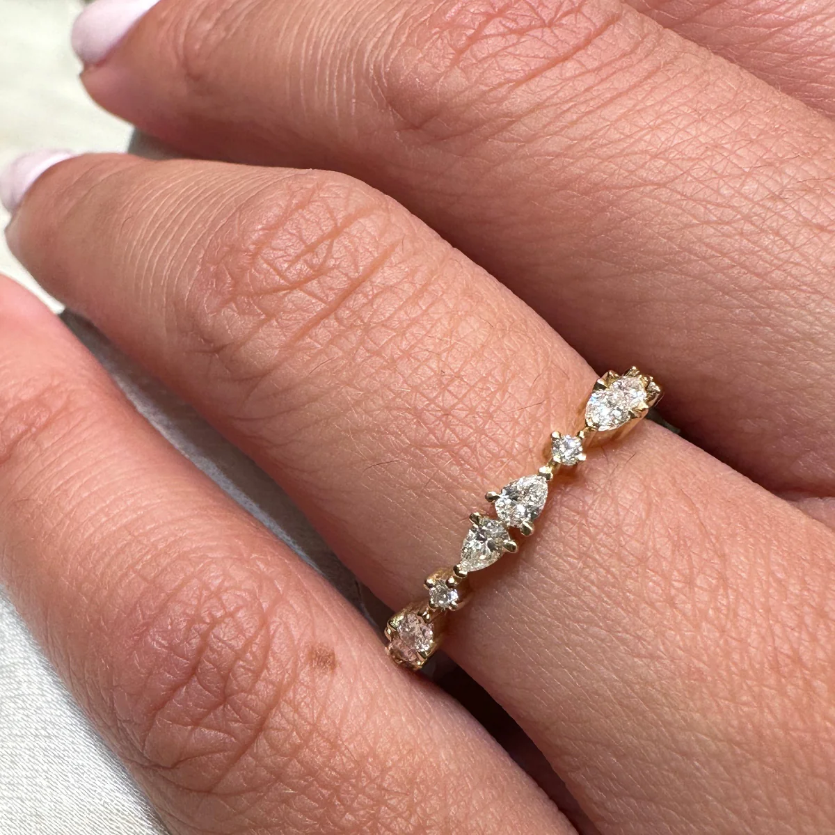 Alternating Pear Diamond Band - Image 2