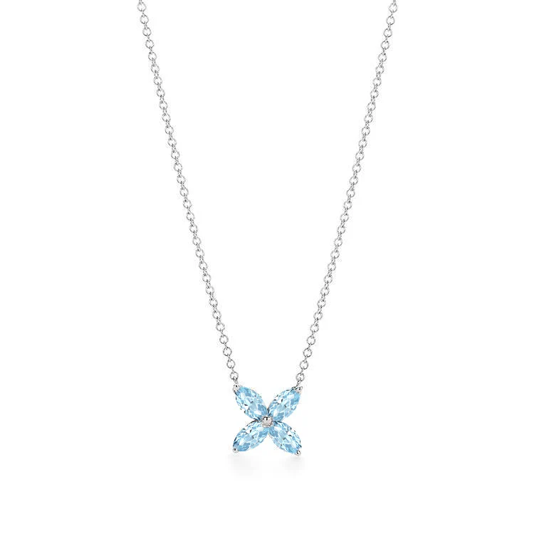 Aquamarine Lily Pendant