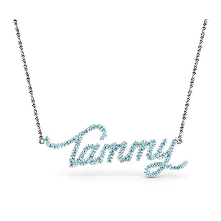 Aquamarine Name Necklace