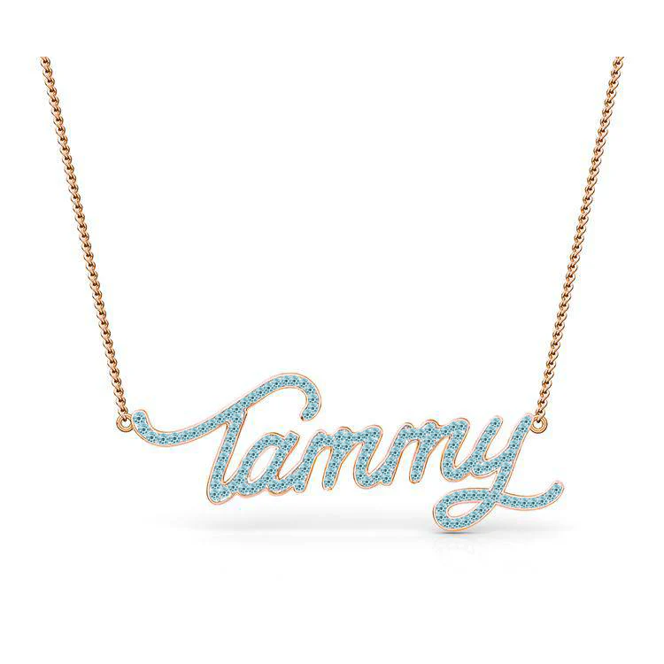 Aquamarine Name Necklace - Image 2
