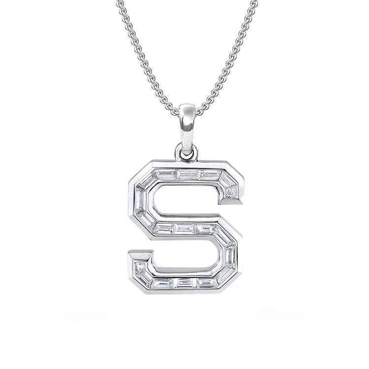 Baguette Diamond Initial Pendant