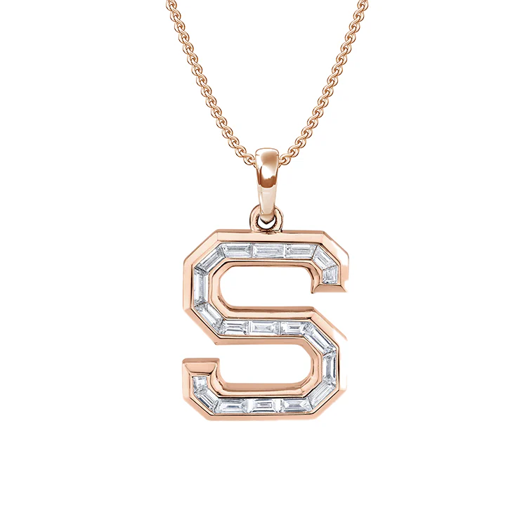 Baguette Diamond Initial Pendant - Image 2