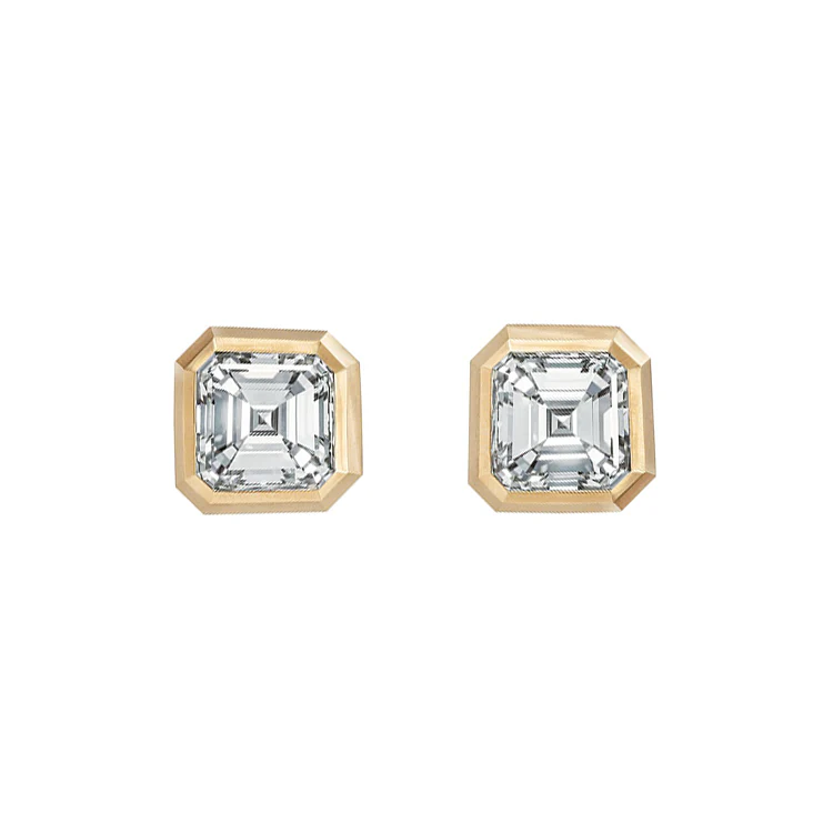 Bezel Set Asscher Diamond Studs