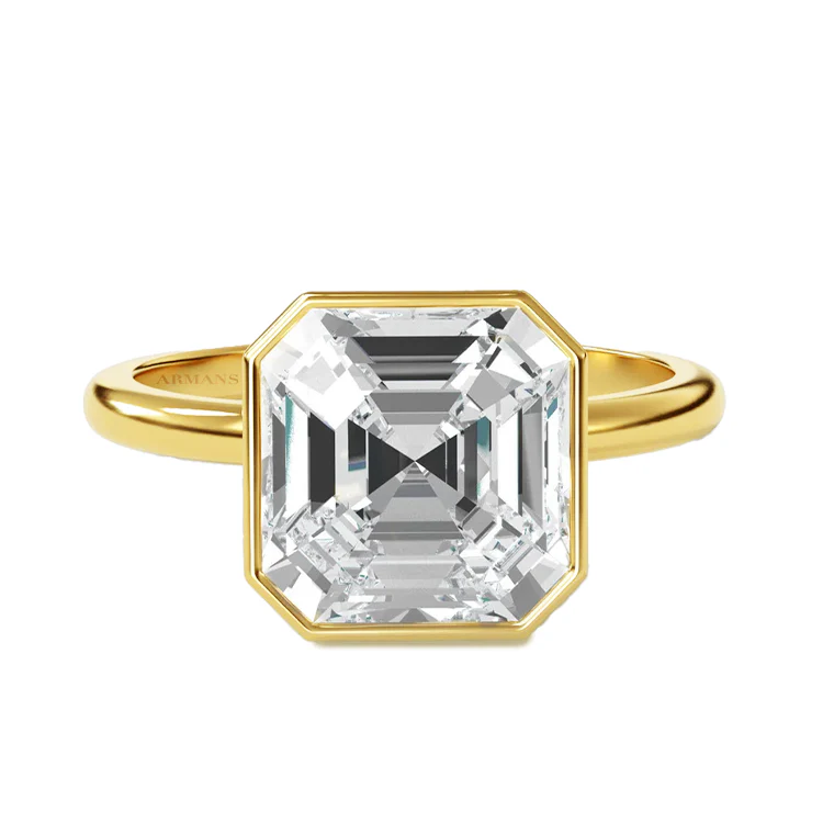 Bezel Set Asscher Lab Grown Engagement Ring
