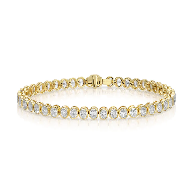 Bezel Set Oval Diamond Tennis Bracelet