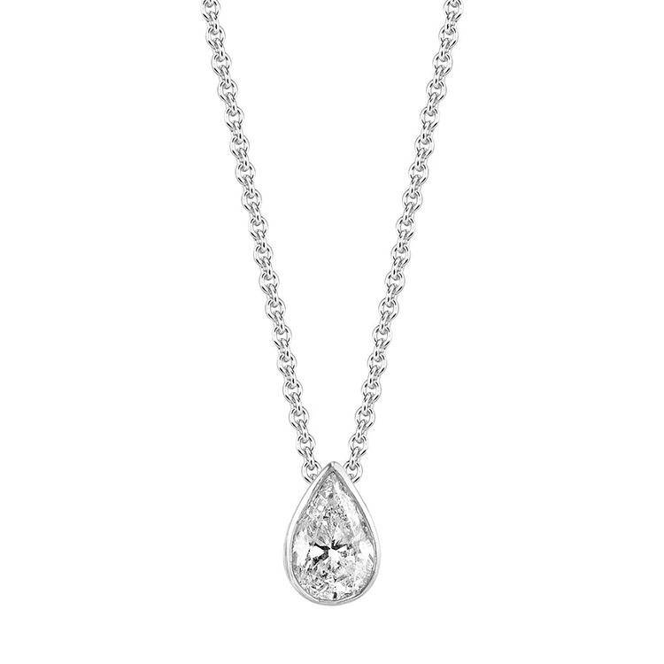 Bezel Set Pear Lab Grown Diamond Pendant - Image 3