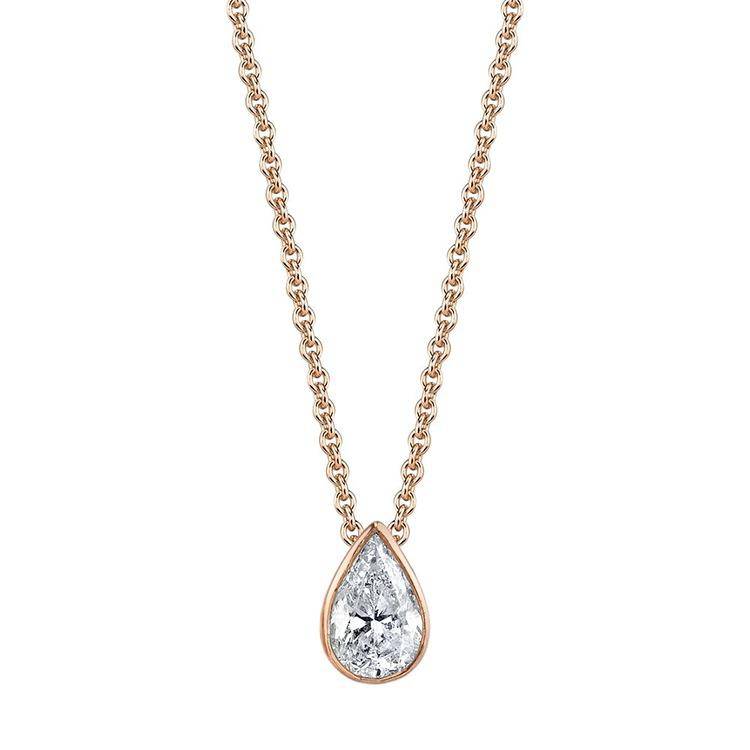 Bezel Set Pear Lab Grown Diamond Pendant - Image 5