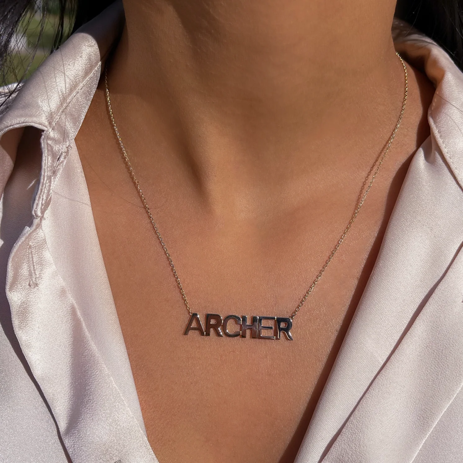 Block Letter Name Necklace - Image 2