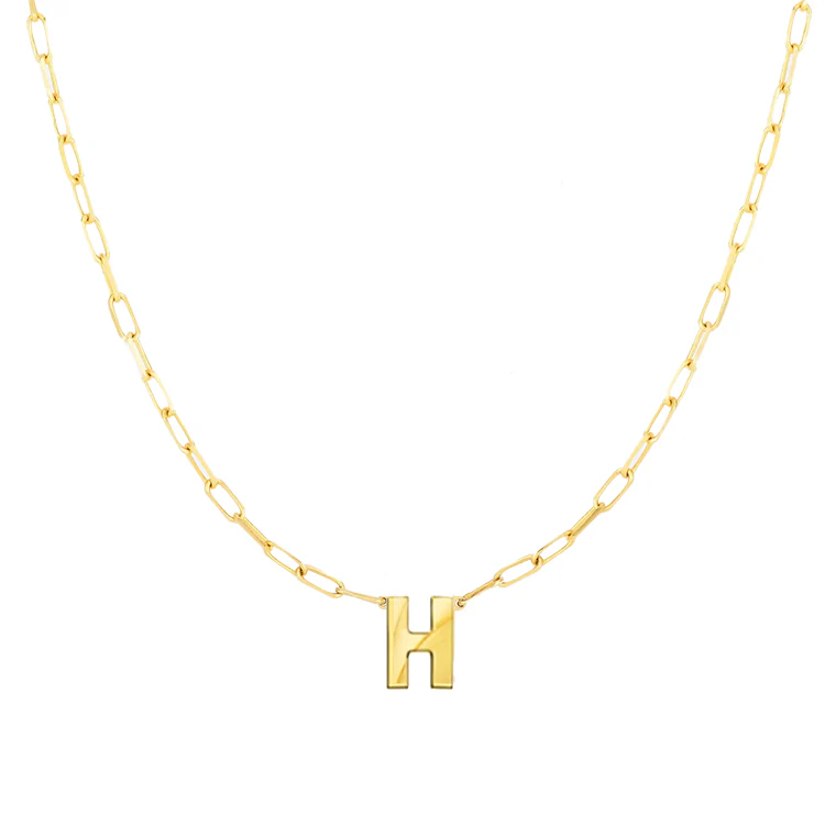 Block Letter Necklace with Paperclip Chain - Image 8