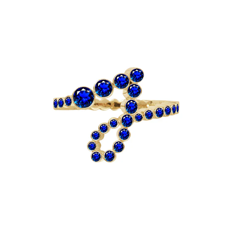 Blue Sapphire Bubble Initial Ring - Image 2
