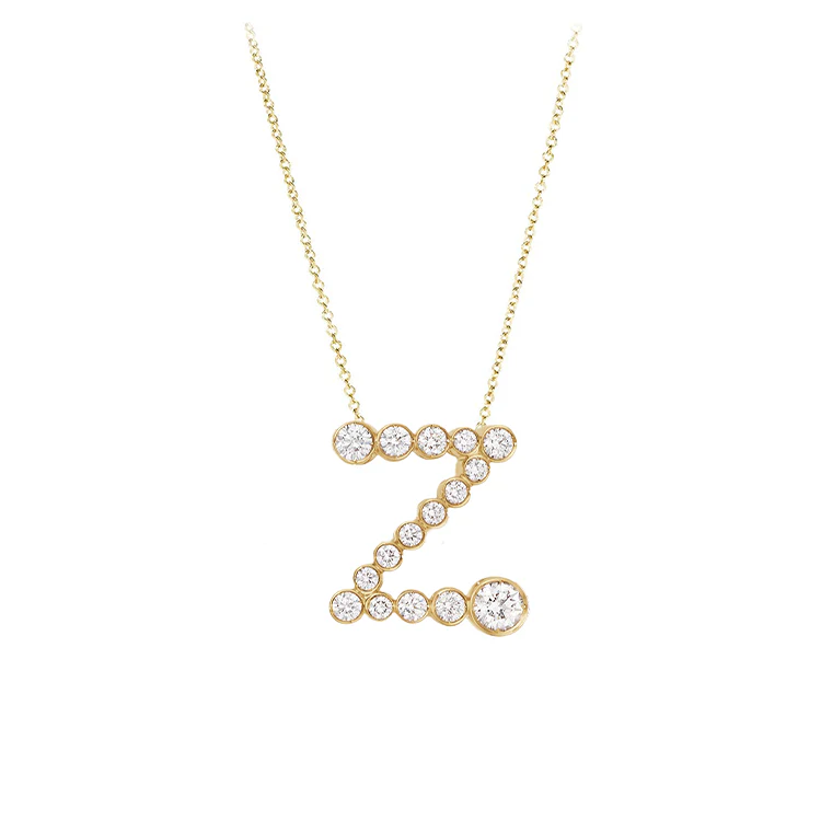 Bubble Diamond Initial Necklace - Image 26