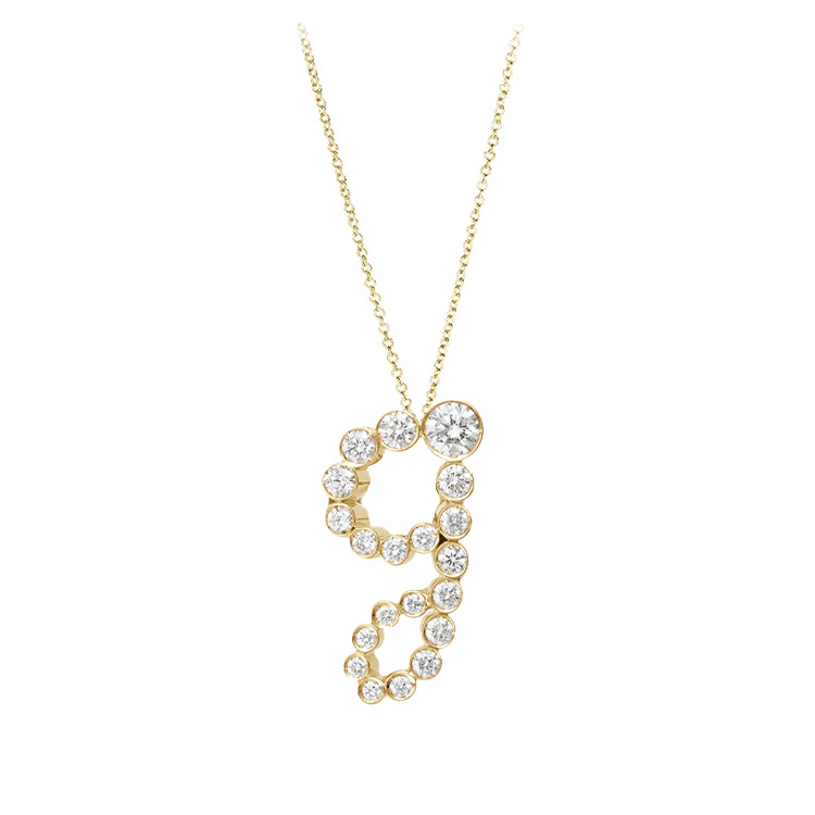 Bubble Diamond Initial Necklace - Image 7