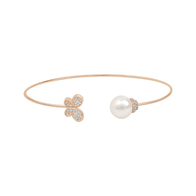 Butterfly and Pearl Open Bangle