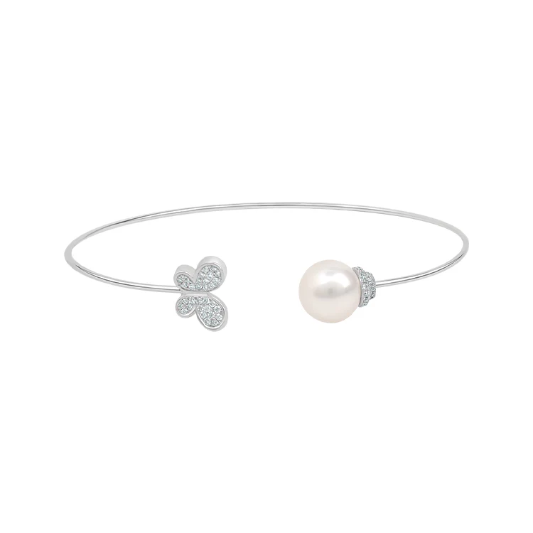 Butterfly and Pearl Open Bangle - Image 2