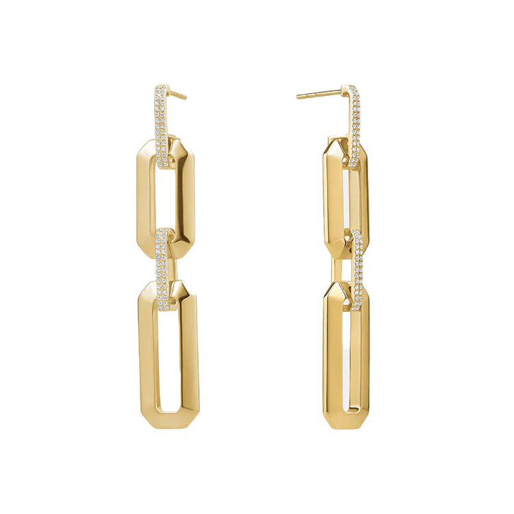 Chunky Diamond Link Drop Earrings