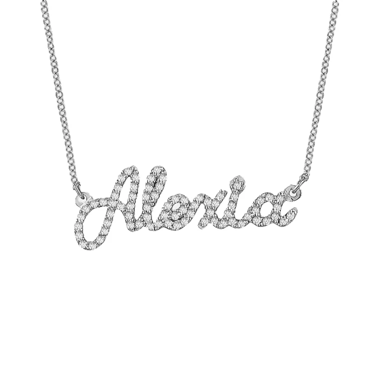 Cursive Pavé Diamond Name Necklace - Image 2