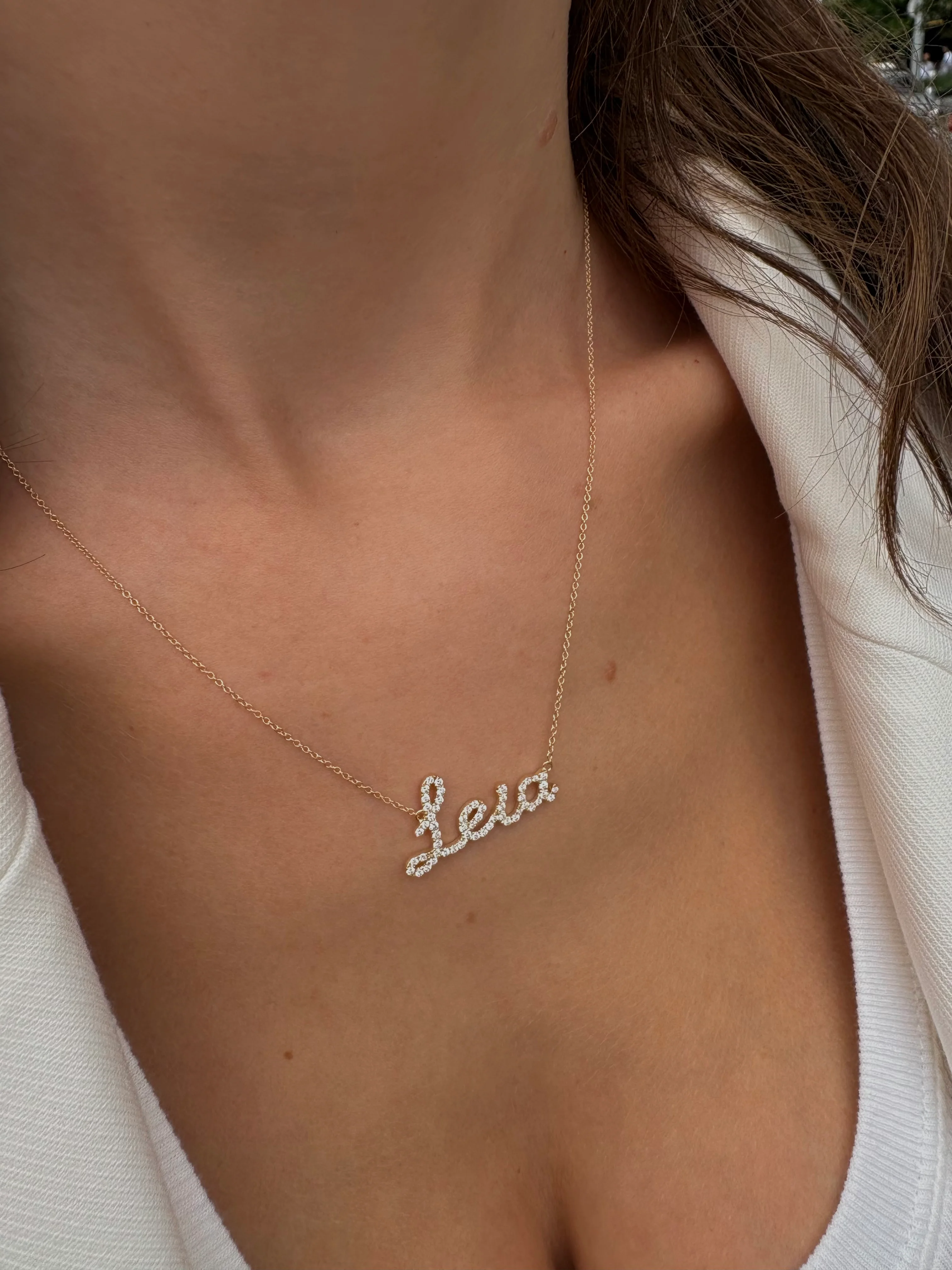 Cursive Pavé Diamond Name Necklace - Image 5