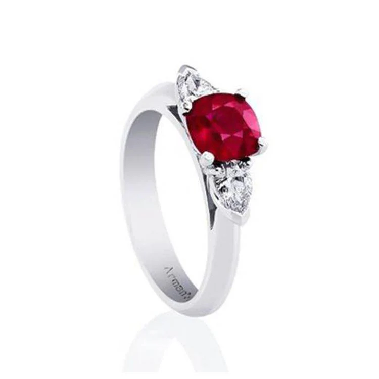 Cushion Burmese Ruby Ring