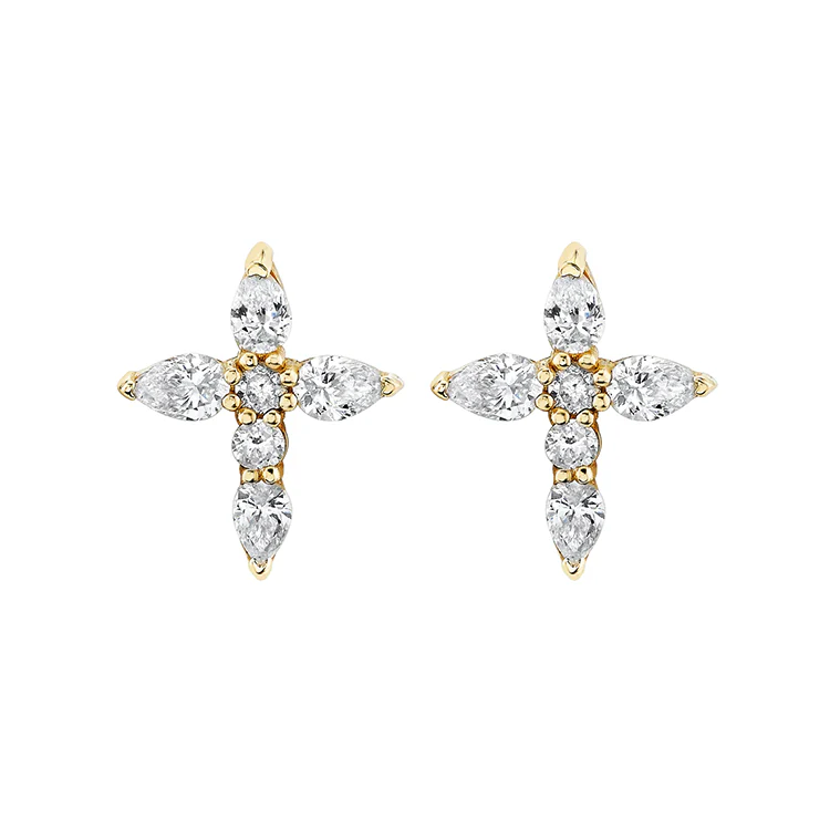 Diamond Cross Stud Earrings
