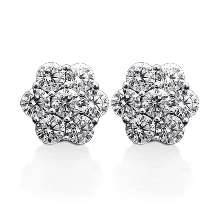 Diamond Flower Cluster Studs - Image 2