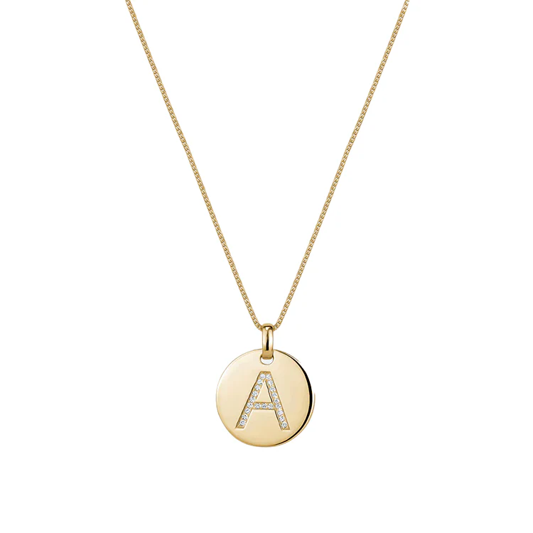 Diamond Initial Disc Necklace