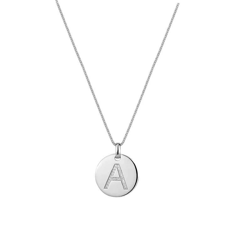 Diamond Initial Disc Necklace - Image 2