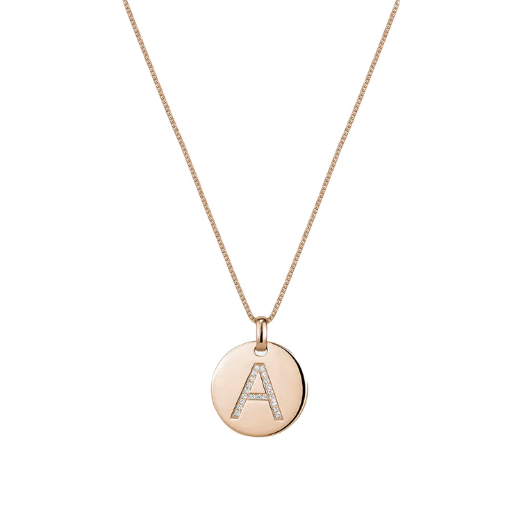Diamond Initial Disc Necklace - Image 3