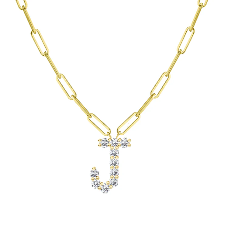 Diamond Initial Pendant with Paperclip Chain - Image 10