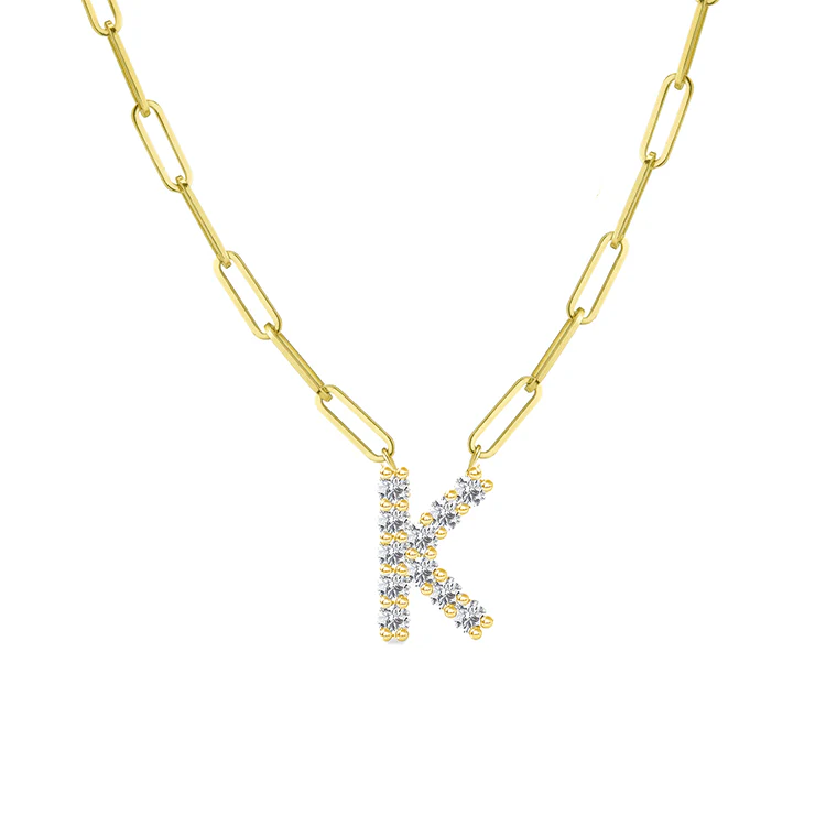 Diamond Initial Pendant with Paperclip Chain - Image 11
