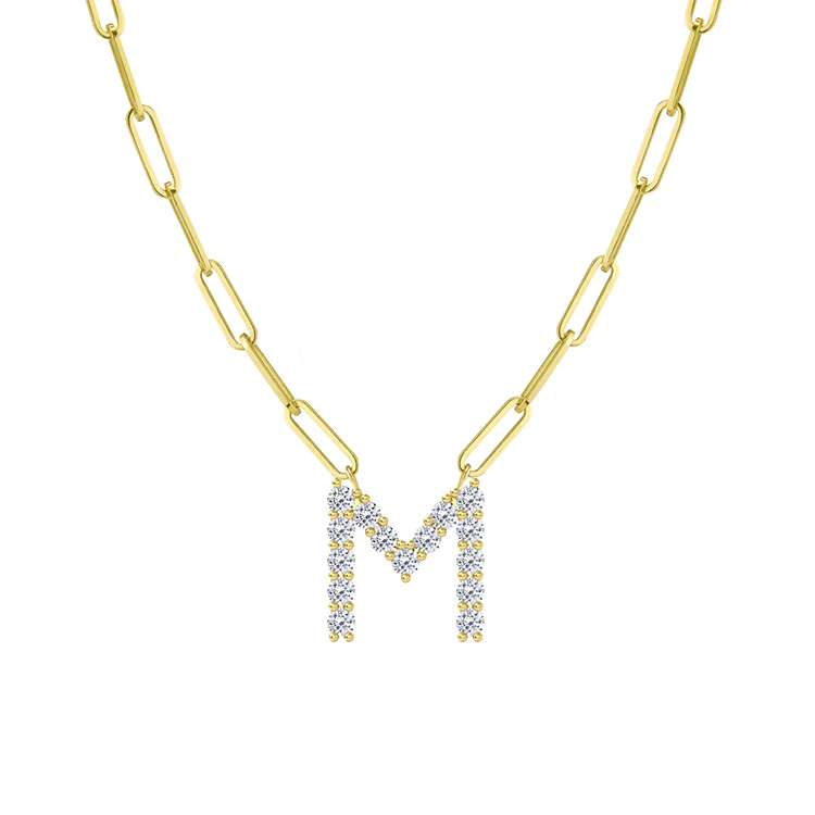 Diamond Initial Pendant with Paperclip Chain - Image 13