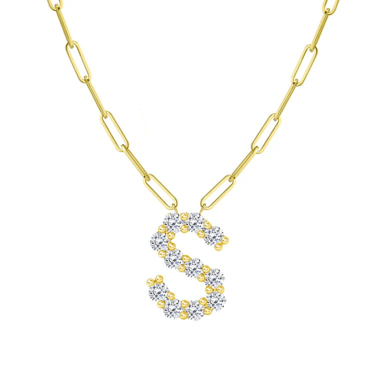 Diamond Initial Pendant with Paperclip Chain - Image 16