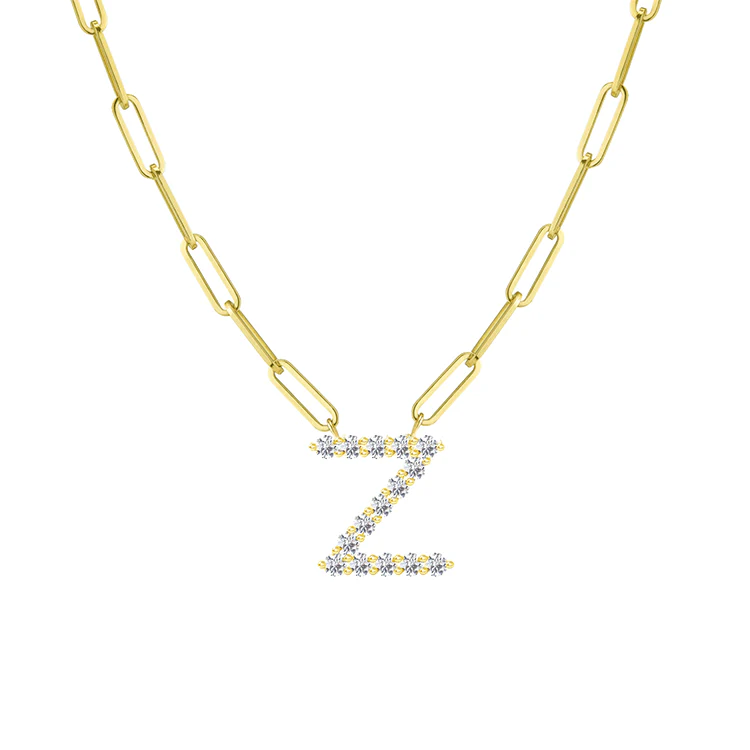 Diamond Initial Pendant with Paperclip Chain - Image 19