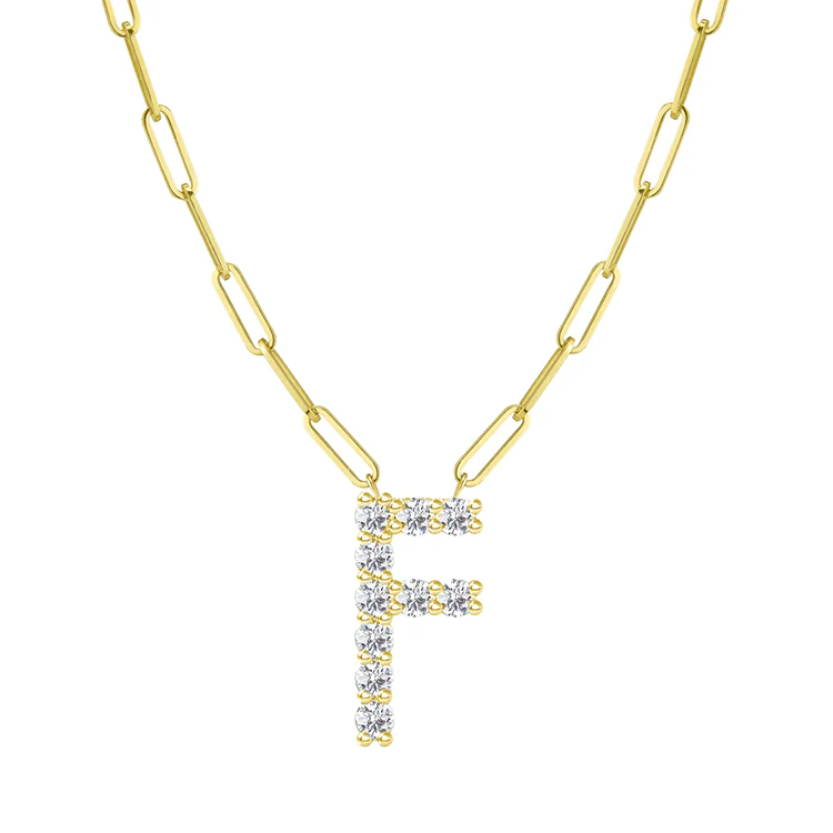 Diamond Initial Pendant with Paperclip Chain - Image 6