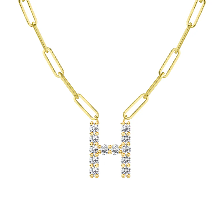 Diamond Initial Pendant with Paperclip Chain - Image 8