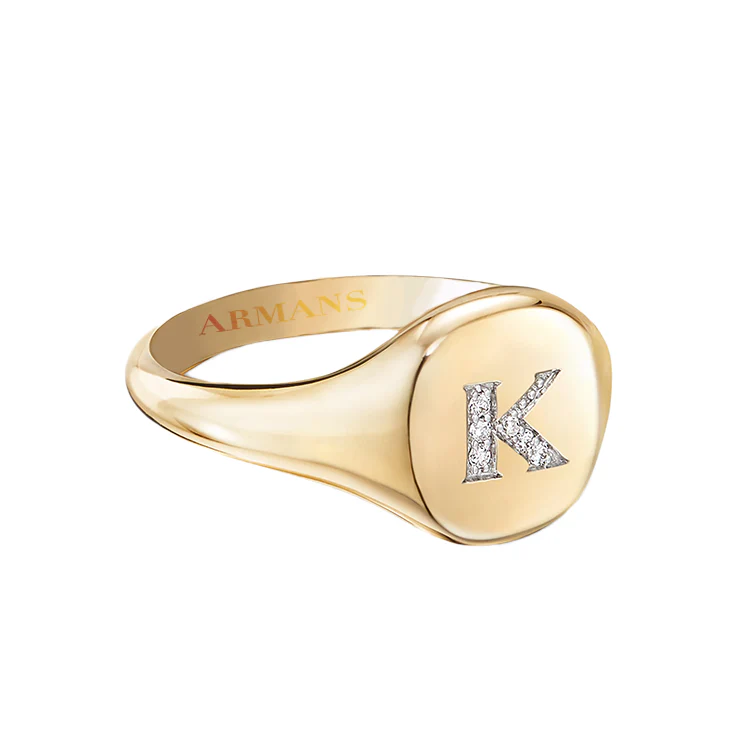 Diamond Initial Pinky Ring
