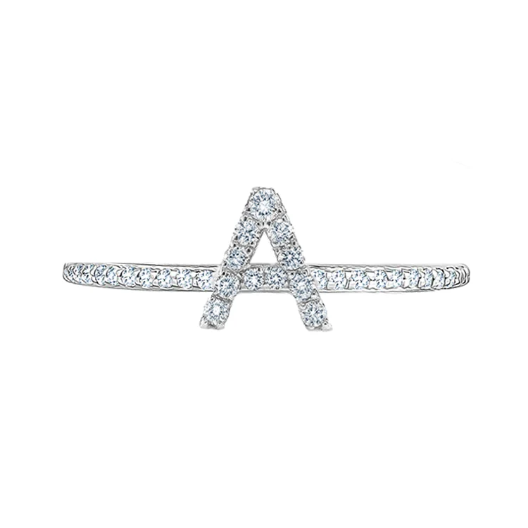 Diamond Initial Ring with Diamond Band