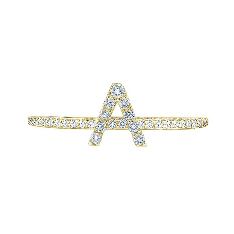 Diamond Initial Ring with Diamond Band - Image 2