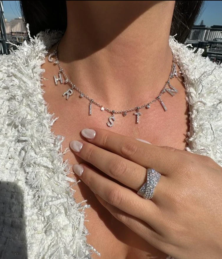 Diamond Name Necklace with Diamond Drops - Image 2