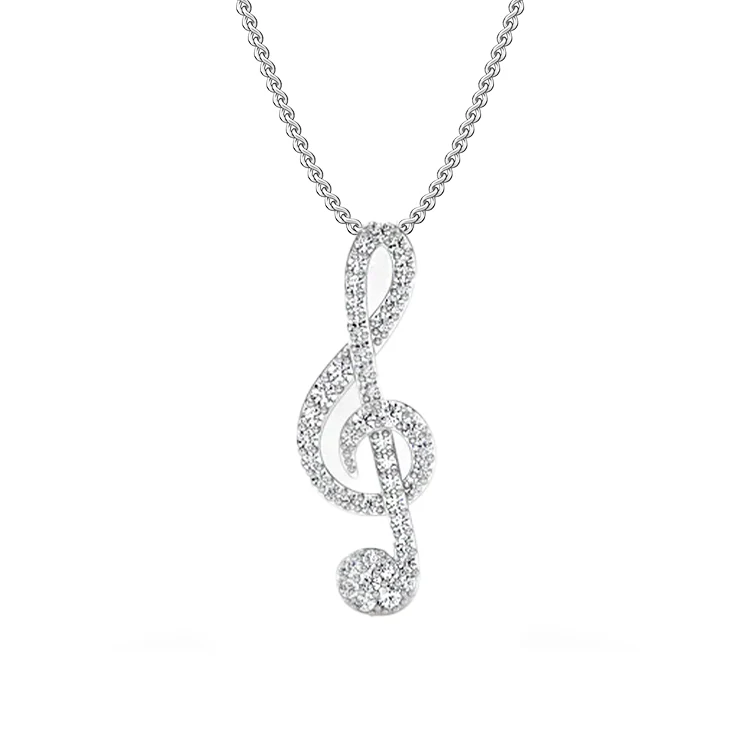 Diamond Treble Clef Necklace - Image 2