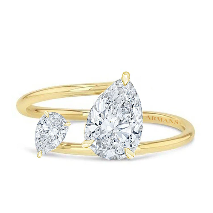Double Pear Diamond Twist Ring