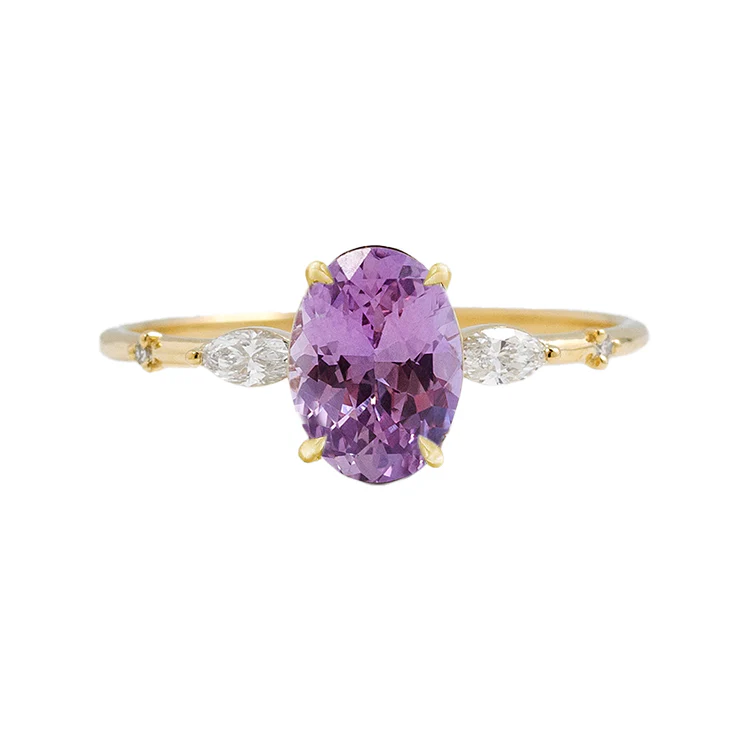 Elara Lab Grown Diamond Engagement Ring with Accent Stones - Image 2