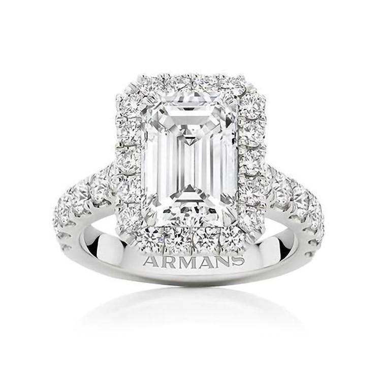 Emerald Halo Lab Grown Engagement Ring - Image 3