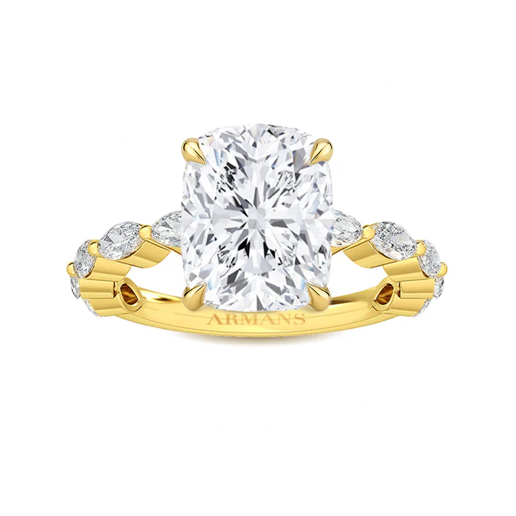 Evelina Cushion Marquise Side Stone Engagement Ring
