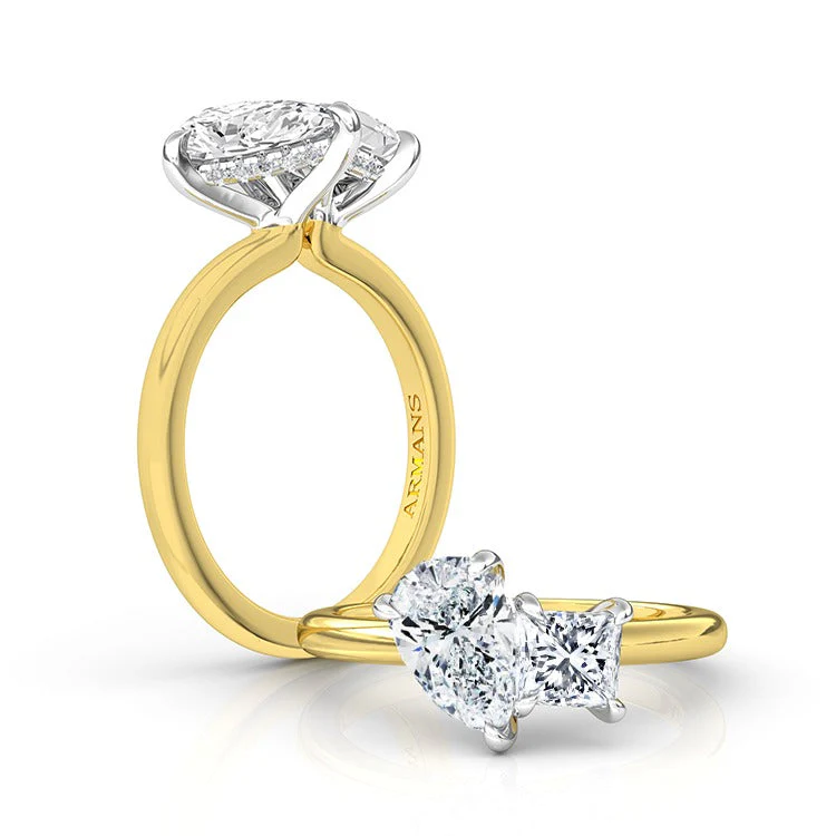 Fire and Ice Two Stone Lab Grown Engagement Ring