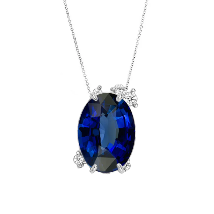Fire Fly Oval Blue Sapphire Necklace - Image 3