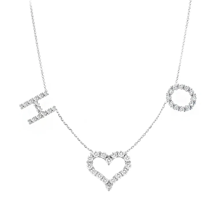 Floating Diamond Multi Initial Heart Necklace