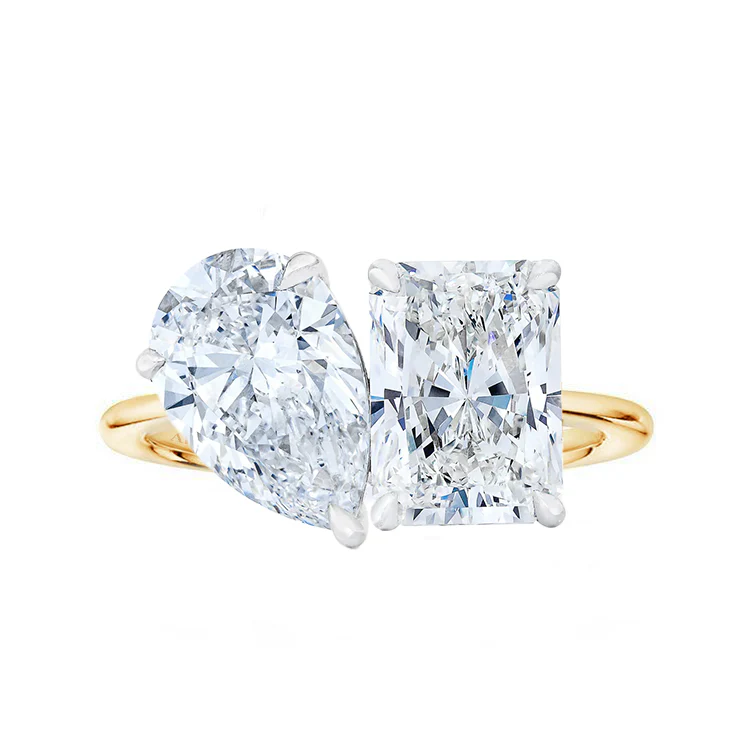 Golden Gemini Two Stone Engagement Ring