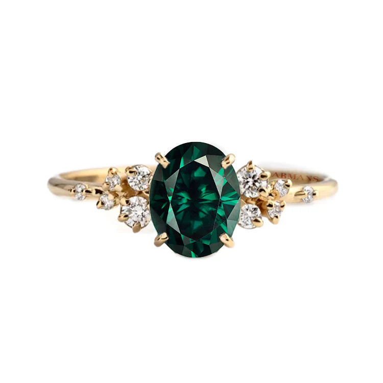 Green Emerald Aurora Engagement Ring